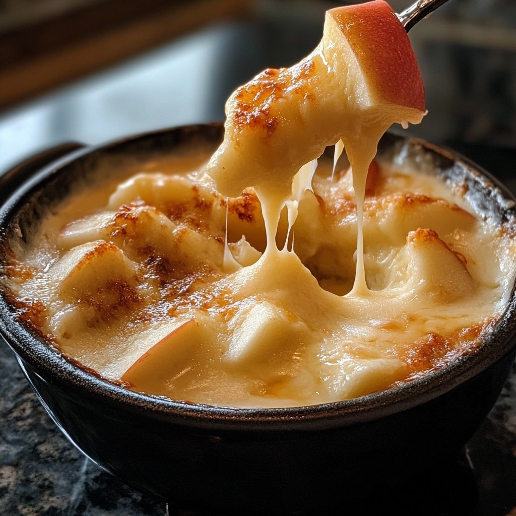 Fondue with Cheddar and Apple