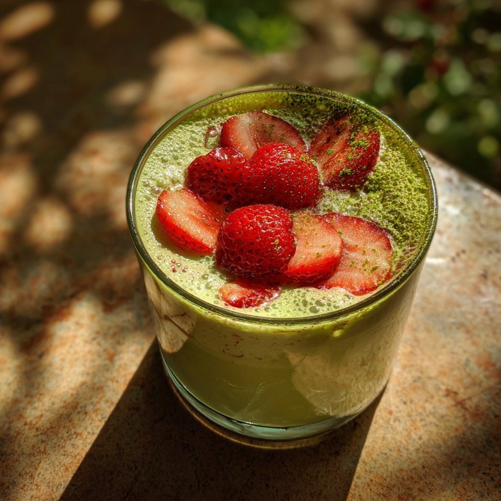 Cold Strawberry Matcha Drink