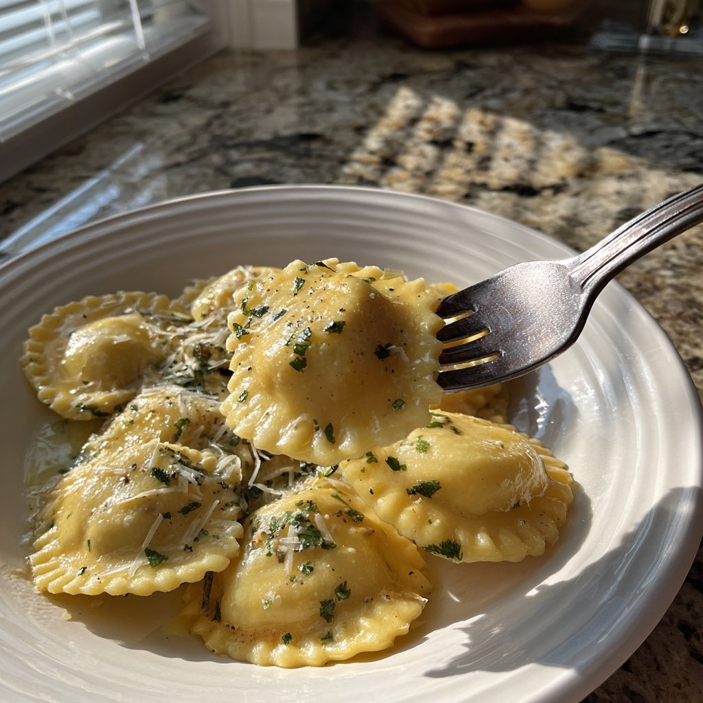 Pink Beet Ravioli in Butter Sage Sauce