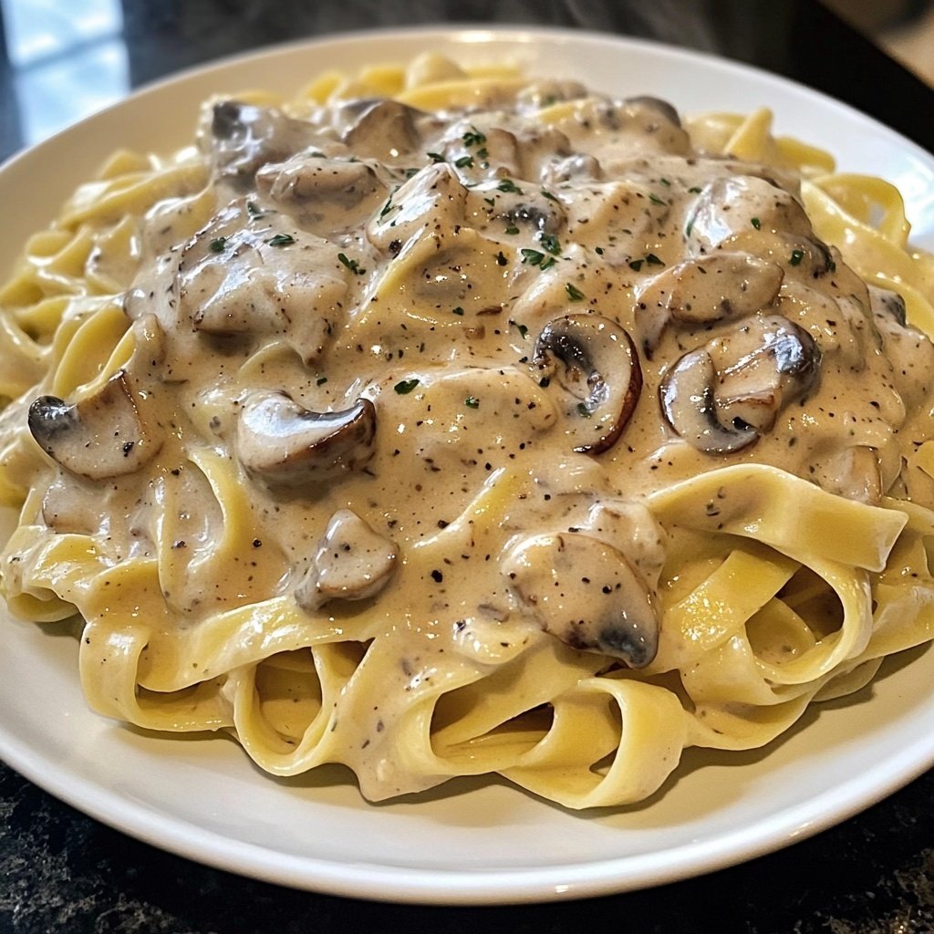 Romantic Creamy Mushroom Tagliatelle