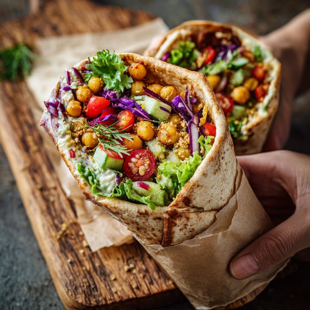 Healthy Lunch Mediterranean Chickpea Wrap