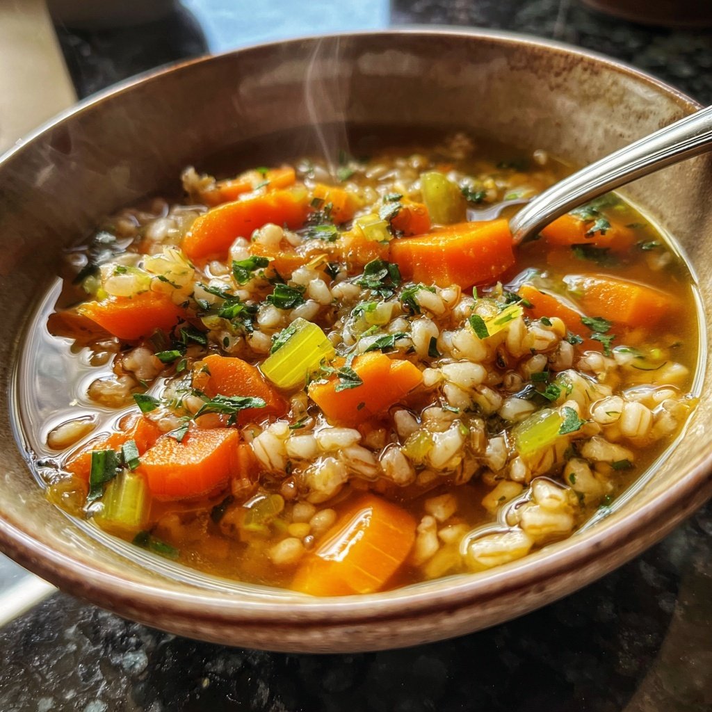Healthy Crockpot Barley Vegetable Soup