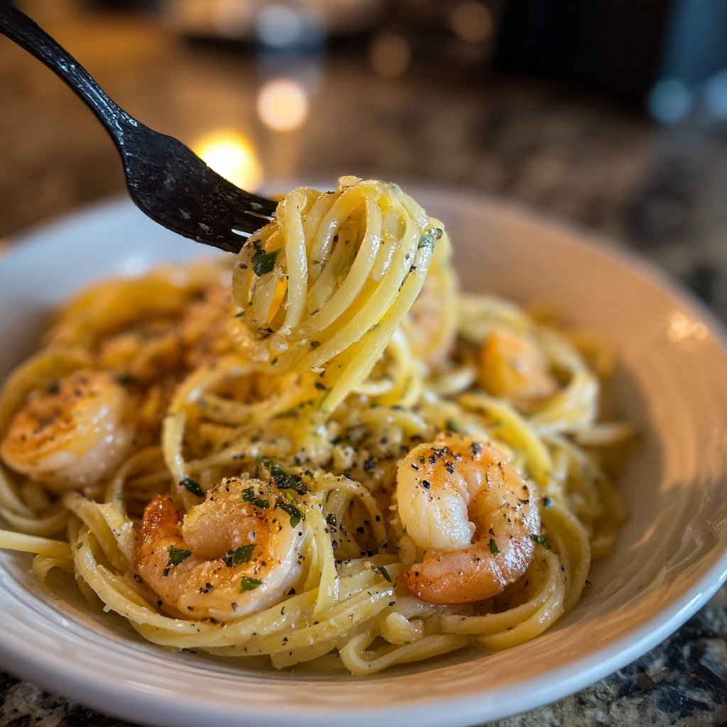 Romantic Lemon Garlic Shrimp Pasta